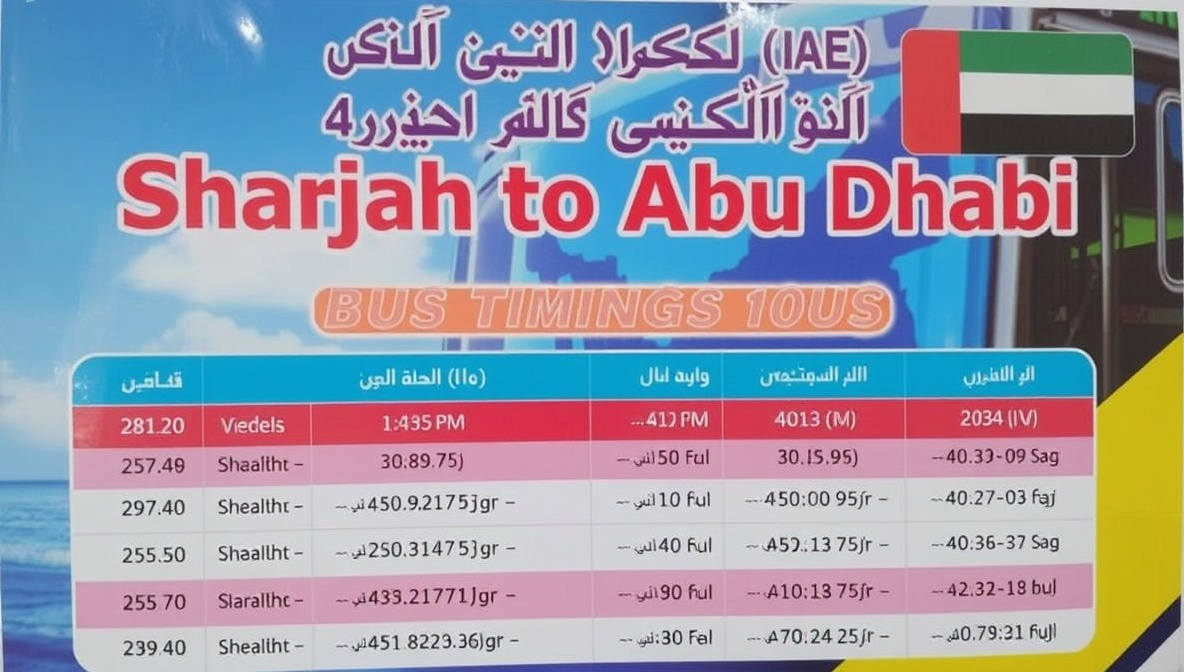 sharjah to abu dhabi bus timings